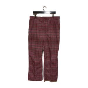 Vintage 70s Men’s Poly Cotton Red Plaid Pants Slacks 38 x 29.5